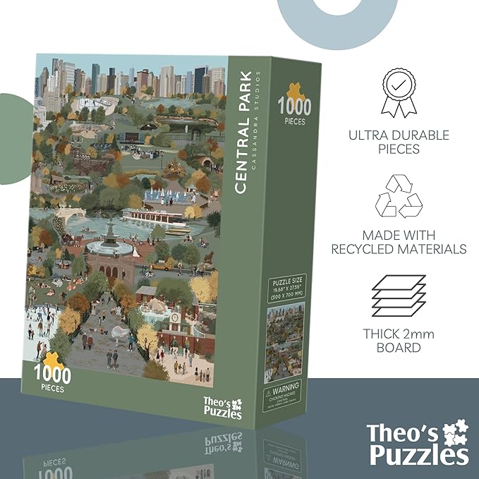 Theo's Puzzles Beautiful Central Park in Autumn, New York City - Intricately Detailed Fall Puzzles for Adults 1000 Pieces - Captivating 1000 Piece Puzzle for Adults with Stunning Visual Appeal