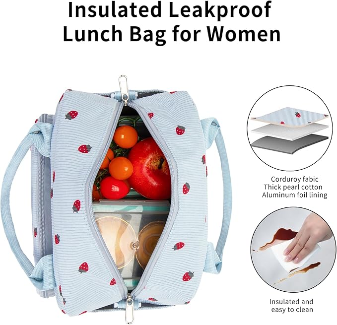 Lunch Box for Women Insulated Lunch Bag Women Adult Cute Lunch Bags Reusable Lunchbox Cooler Tote Bag for Work Picnic