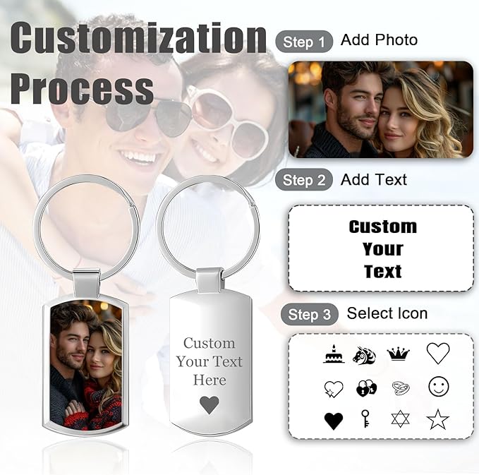 KBPTM Customized Double Sided Keychain - Personalized Engraved Text/Number/Name Keychain, Custom Key chain Gift for Boyfriend