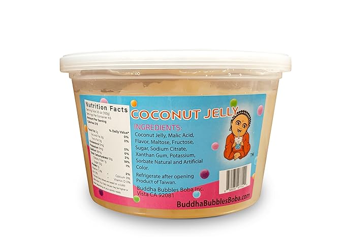 Premium Coconut Jelly Dessert Topping by Buddha Bubbles Boba (Lychee Star Jelly)