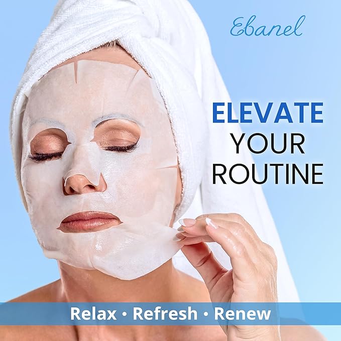 Ebanel 40 Pack Collagen Face Mask with Hyaluronic Acid, Vitamin C, Peptide, Aloe, Instant Brightening Hydrating Face Masks Skincare Korean Sheet Mask, Skin Firming, Lifting Anti Aging Facial Masks