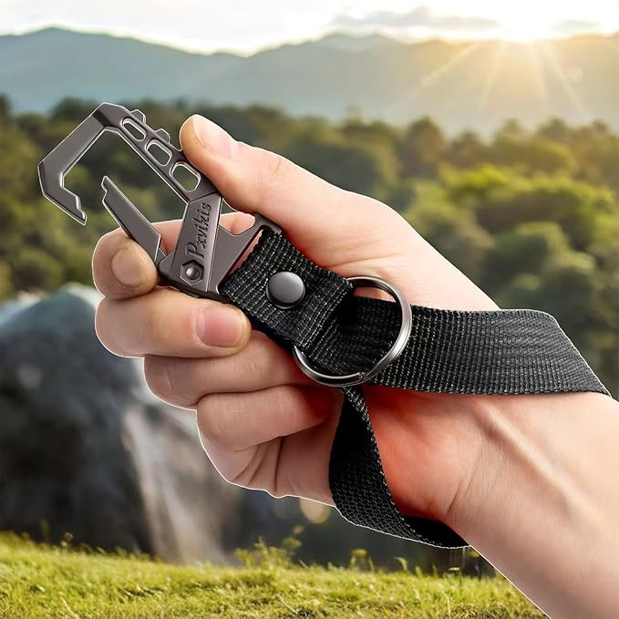 Pxvikis Metal heavy duty key chain carabiner clip bottle opener wrist lanyard ring car key fob unisex for men and women