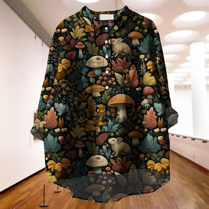 Women Funny Graphic Long Sleeve Floral Blouses Plus Size Button Shirts Casual Cute Vneck Fall Tunic Tops Trendy