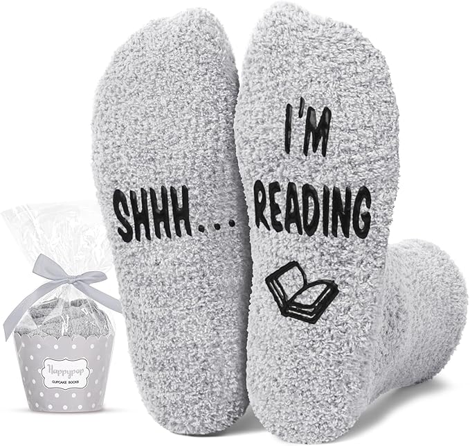 HAPPYPOP Fuzzy Gifts for Women Men - Book K-pop Divorce Inspirational Vegan Scary Film Socks