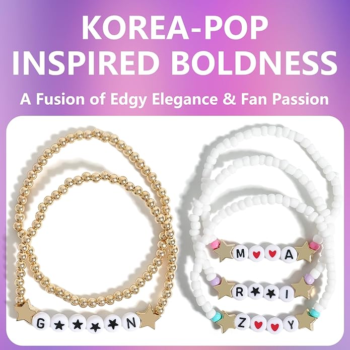Phask for Korea-Pop Merch Bracelets Inspired Bracelets,Stackable Stretch Bracelets for Korea-Pop Stuff Fans Cosplay Outfit Gifts Accessories Jewelry Birthday Christmas