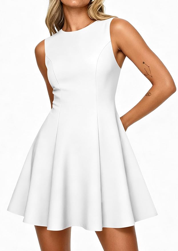 PRETTYGARDEN Summer Dresses for Women 2026 Elegant Sleeveless Boat Neck A Line Spring Formal Cocktail Party Mini Dress