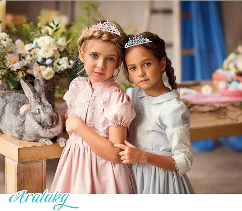 Frozen Elsa Tiaras for Girls Snowflakes Princess Crowns for Girls Sapphire Crystal Tiara and Crown for Women Birthday Girl Crown for Birthday Wedding Pageant Prom Halloween Costume Party