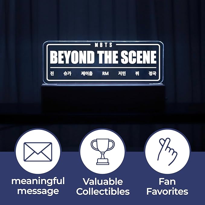 MEMELIGHT BTS Night Light, Beyond The Scene Lamp, Kpop Merchandise, Korean Idol Lamp for Army, 7RGB Color, Dimmer, 8.3 x 4.2 x 1.7