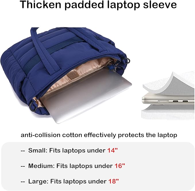 AOCINA Puffer Tote Bag for Women Quilted Work Bag Nurse Bags Women's Shoulder Handbags for Travel Gym Gifts Laptop Purse