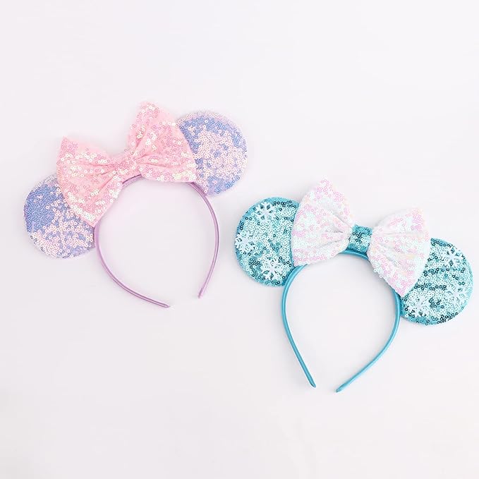 DRESHOW Mouse Ears Bow Headbands Glitter Party Decoration Cosplay Costume for Women