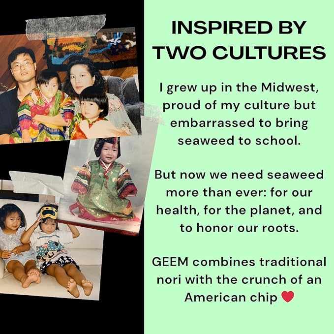GEEM Seaweed Snacks – Korean Seaweed Chips with Rice Crisps & Sesame | Crunchy, Oil-Free Snack | Vegan, Non-GMO | Great for Kids & Adults | Salty 4-Pack