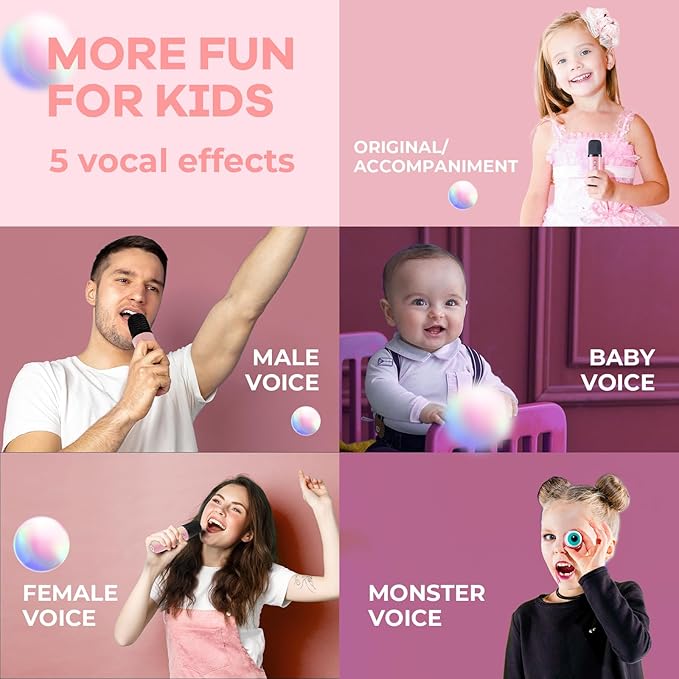 YLL Karaoke Machine for Kids Adults, Bluetooth Mini Speaker with 2 Wireless Microphones, 2026 TOP Birthday Gifts Toys for Girls Ages 3, 4, 5, 6, 7, 8, 9, 10, 12+ Years Old Toddler Family (Lightpink)