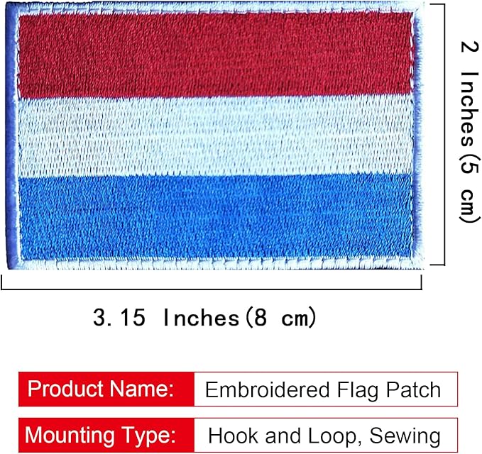 EmWoot 2PCS Luxembourg Flag Patch Embroidered Morale Patch Military Tactical Patches Hook and Loop