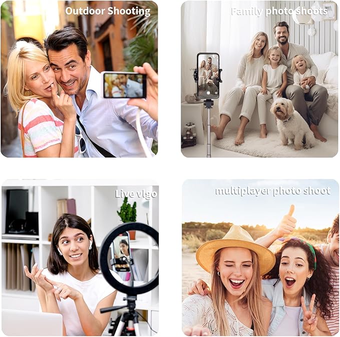 Magnetic Phone Selfie Monitor Screen, 1080P Wireless Back Camera Selfie Monitor with Focus Adjustment, Audio Sync, Photo Button and Aluminum Stand for Vlog Live Stream TikTok (Black)