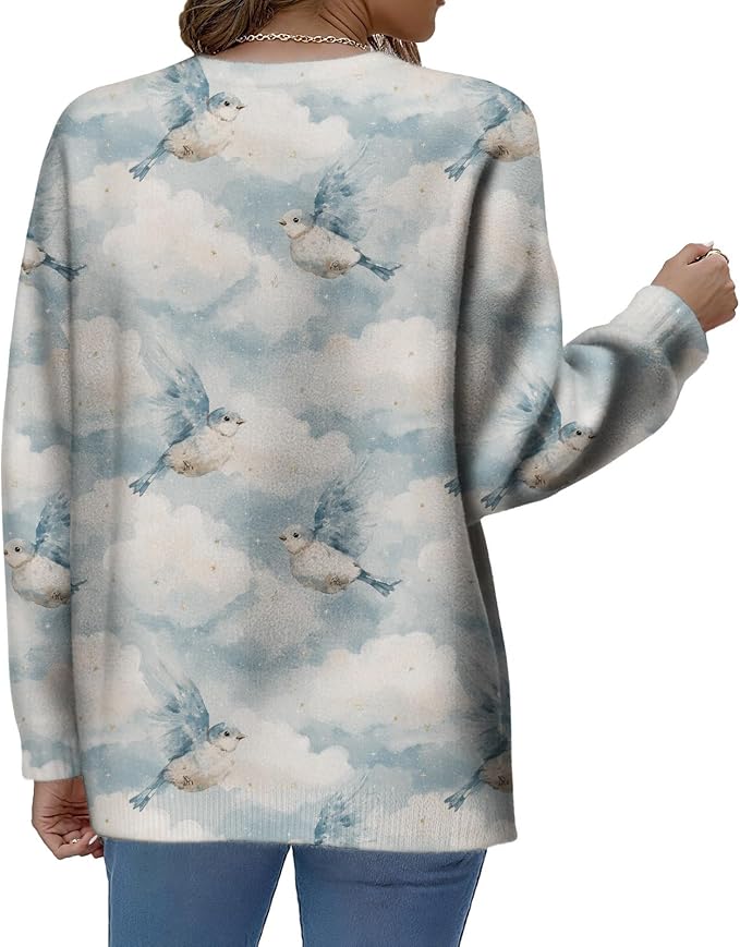 LIZALIG Women's Fall Christmas Snowman Sweater Long Sleeve Crewneck Pullover Festive Holiday Winter Outfit for Parties