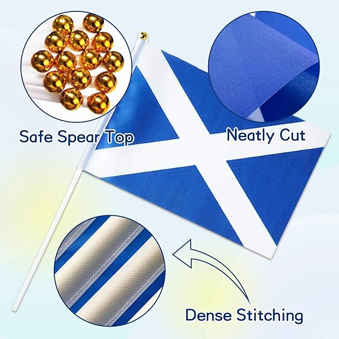 Scotland Flag Small Scottish Flag 12 Pack Mini Hand Held Scottish Flags on Sticks for Party Parades Sports Events Patriotic Holiday Decorations