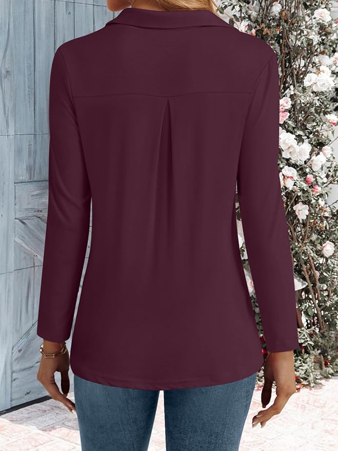 3/4 Length Sleeve Womens Tops Dressy Casual V Neck Polo Shirts Business Work Blouses 2025 Trendy Tunic Top