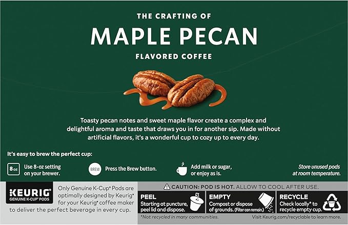 Starbucks K-Cup Coffee Pods, Flavored Hot or Iced Coffee, Maple Pecan, 60 Keurig Pods