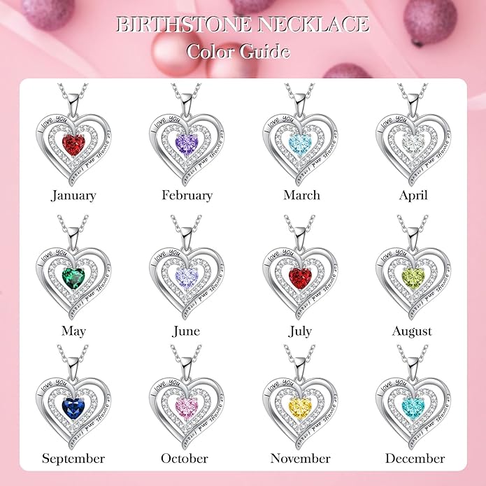REDBEE Necklaces for Women Birthstone Heart Necklace Jewelry for Wife Girlfriend Woman Necklace
