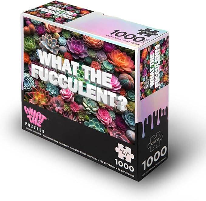 What The Puzzles 1000 Piece Puzzle - Jigsaw Puzzles 1000 Pieces, 27.55 x 19.68 inches, Board Games for Adults, Succulent Theme, Brain Teaser Puzzles for Adults with Art Poster and Resealable Bag