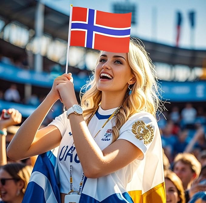 20 Pack Small Norway Flags on Stick Mini Handheld Norwegian Flag for Parades, Independence Day and Patriotic Events 5x8 Inch Durable Weather-Resistant Flags with 12 Inch Sticks(Norway)