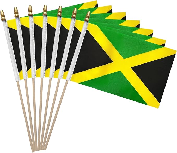 GSYLPFT 12 Pack Jamaican Flags on Sticks Jamaica Small Mini Hand Held Flags for Office Classroom Holiday Party Decorations