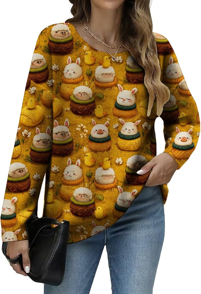 LIZALIG Women's Fall Christmas Snowman Sweater Long Sleeve Crewneck Pullover Festive Holiday Winter Outfit for Parties