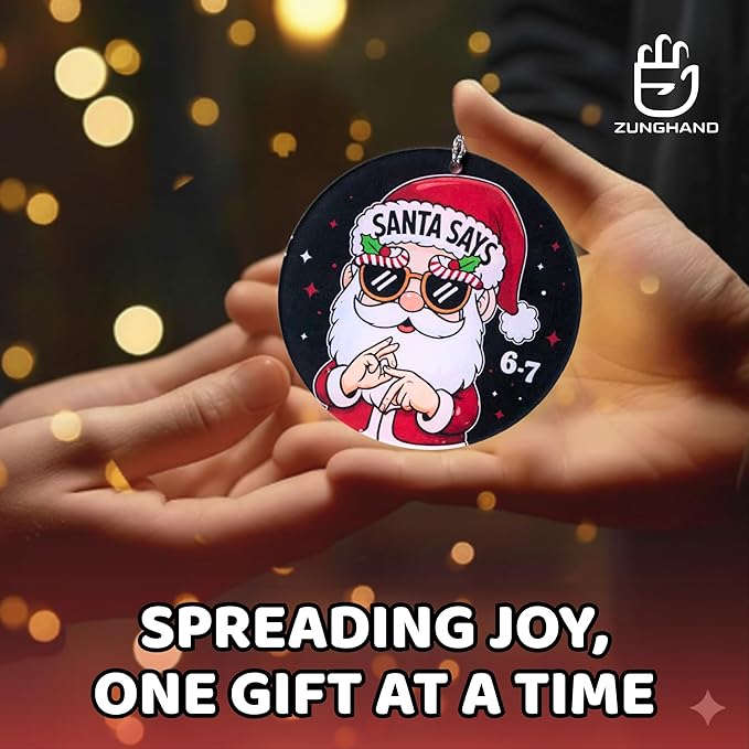 67 Funny Christmas Ornament – 67 Meme Black Santa Says Six Seven Acrylic Ornament, Teen Slang Meme Xmas Tree Decor, Viral for Gen Z Teen Boys Girls