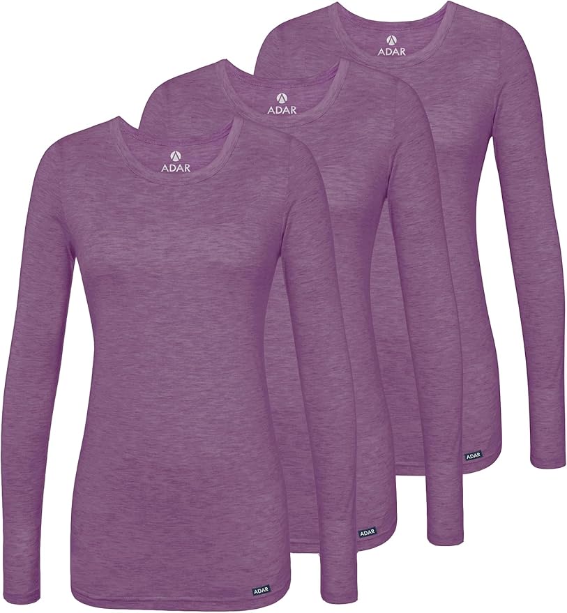 Adar Underscrubs for Women 3 Pack - Long Sleeve Underscrub Comfort Tee