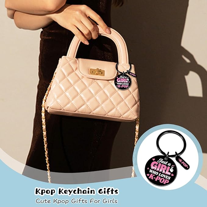 Kpop Merch For Girls Kpop Stuff For Girls k-Pop Gifts For Teen Girl Music Lovers Birthday Party Favor Decorations For Korea-Pop Lovers Friends Bestie Women Just a Girl Who Loves k-Pop Keychain