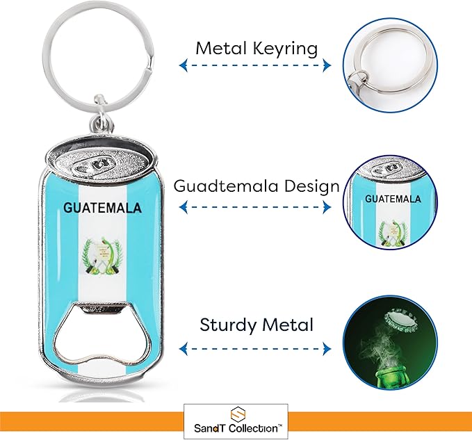 SandT Collection Guatemala- Beer Bottle Opener Keychain - Set of 3 Cans