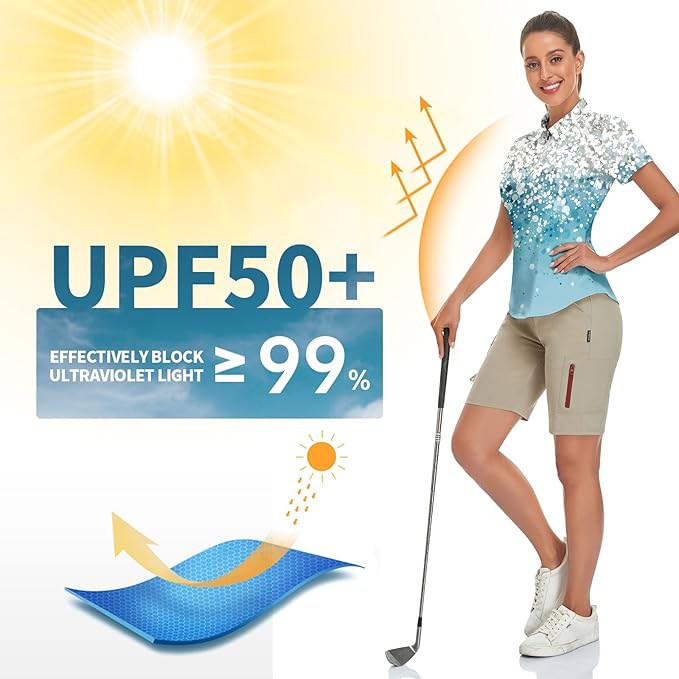 Women's Golf Shirt Short Sleeve Tennis Shirt Quarter Zip Golf Pullover Golf Polo Shirts Argyle Tops
