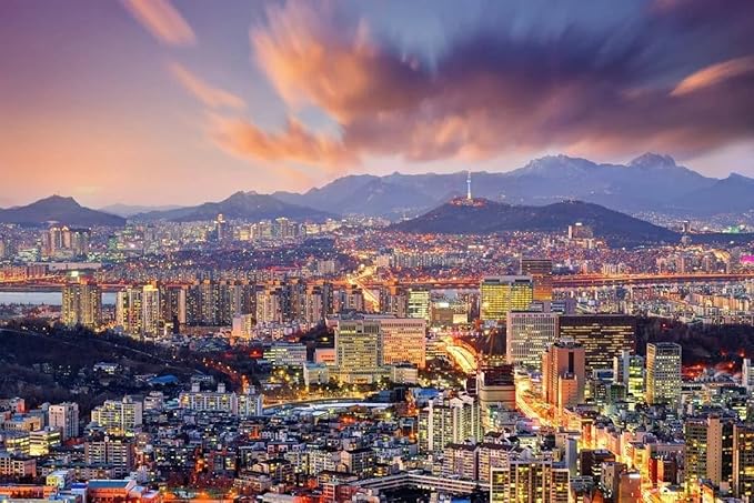 Seoul Korea City Puzzles Jigsaw Puzzles 1000 Pieces for Adults - Wooden Puzzle for Youth Children Home Decor Challenge Games Fun Family Game Toys Best Gifts