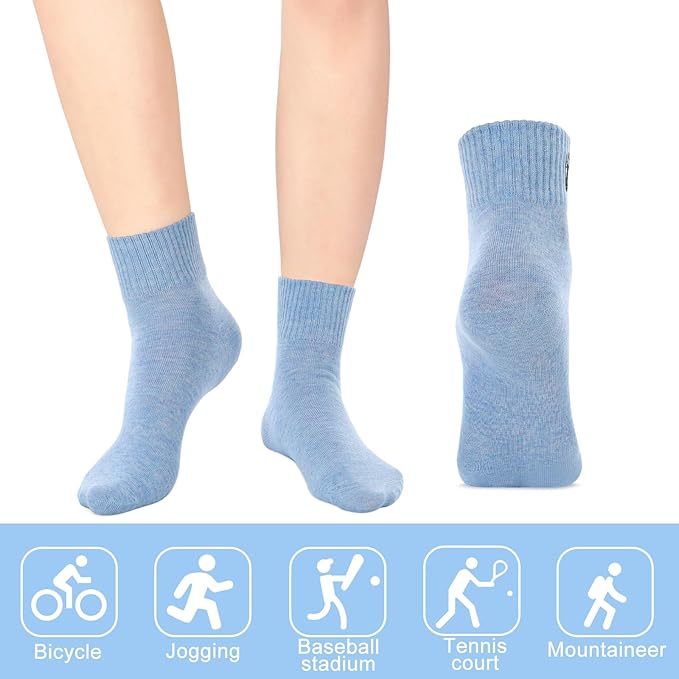 Eurzom 10 Pairs Socks Womens Crew Elastic Ankle Length Cotton Socks Aesthetic Cute Lightweight Low Cut Gifts for Women