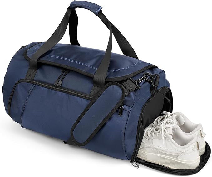 Gym Bag for Men Women With Shoe Compartment & Wet PocketWater Resistant Sports Gym Bag 、shoulder bag、messenger bag Carry On Duffel Bag forWeekend Overnight Traveling (blue)