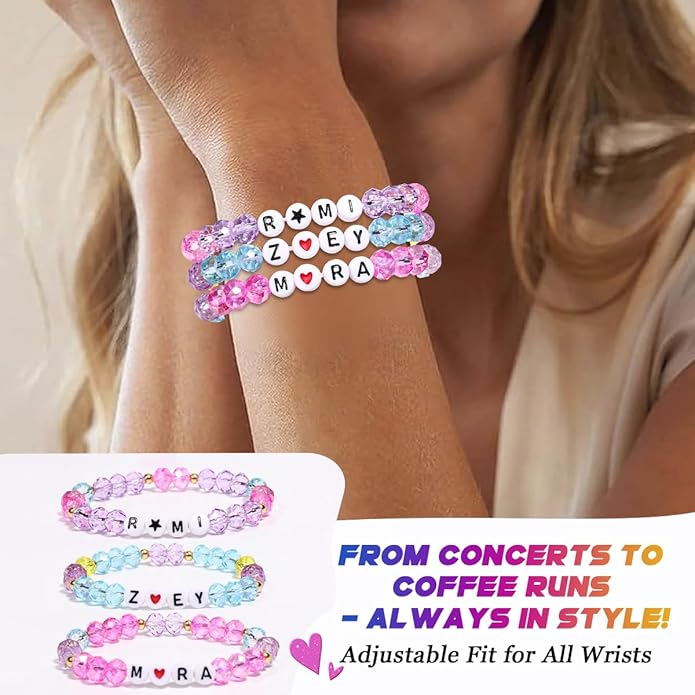 AICase for Korea-Pop Merch Gifts Toys Cosplay Inspired Crystal Bracelets 3 Pcs Stackable Stretch Friendship Beaded Bracelets Costume Merchandise Jewelry Gifts for Fans Birthday Christmas women