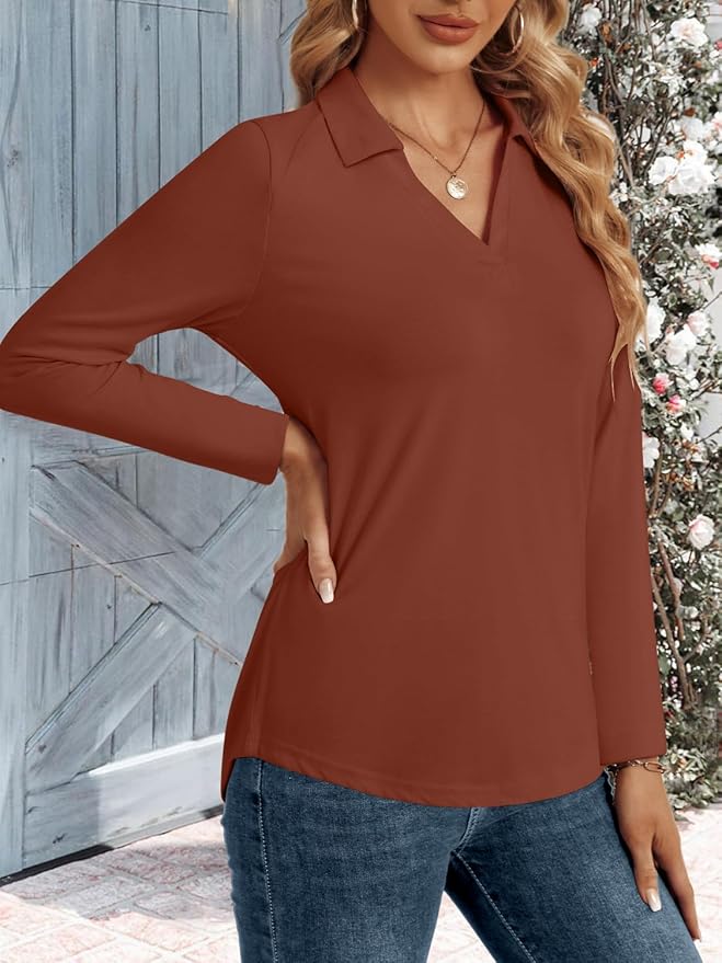 3/4 Length Sleeve Womens Tops Dressy Casual V Neck Polo Shirts Business Work Blouses 2025 Trendy Tunic Top