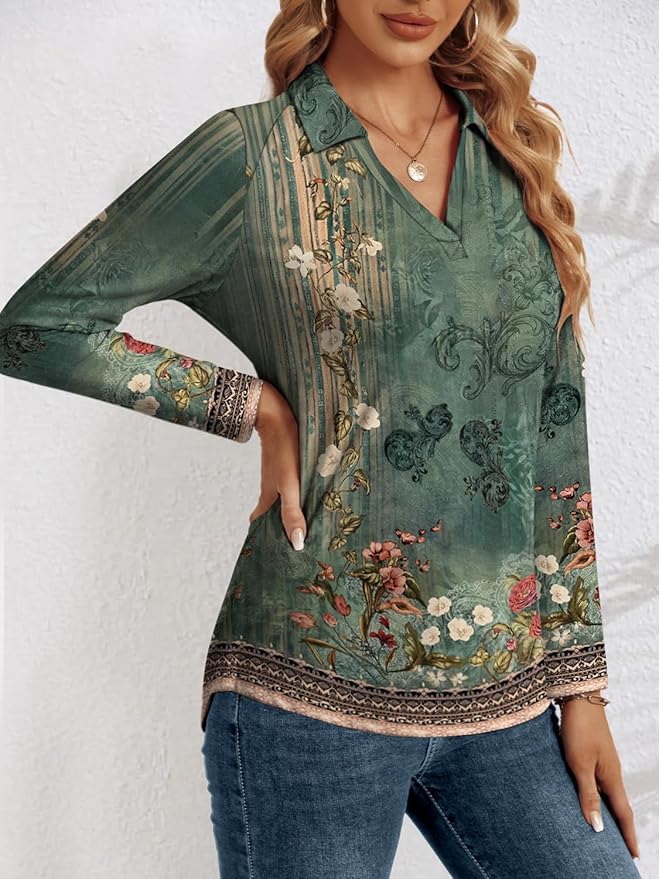 3/4 Length Sleeve Womens Tops Dressy Casual V Neck Polo Shirts Business Work Blouses 2025 Trendy Tunic Top