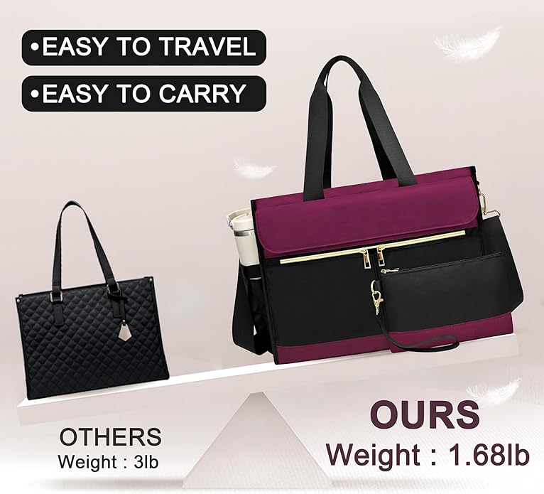 Laptop Bag for Women - 15.6 Inch Tote Work Bag with Compartments Nurse Teacher Bag Large Lightweight Office Handbag