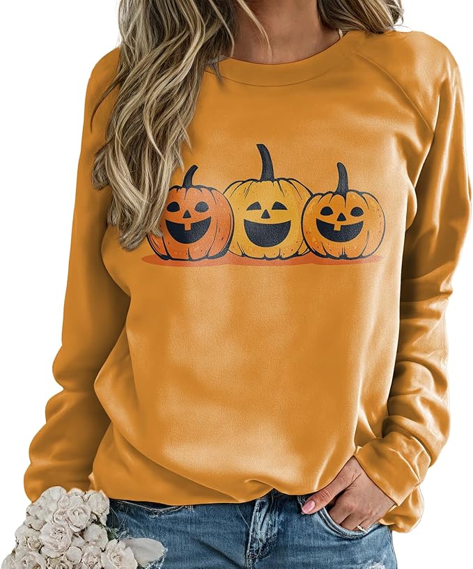 domirica Halloween Sweatshirt For Women Long Sleeve Crew Neck Sweatshirts Fall Halloween Costumes For Holiday Party 2025