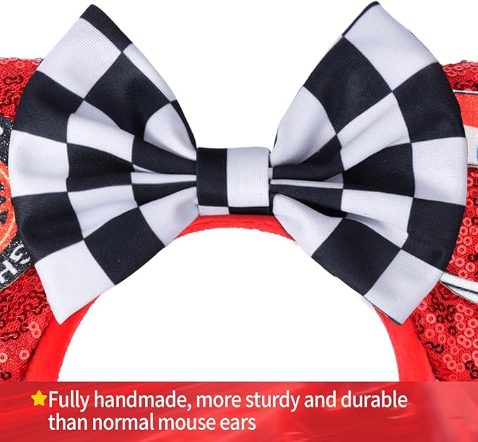 UNSPAZ Ears Headband, Sequin Mouse Ears for Women Girls Boys, Hamemade Soft Bow Headband for Cosplay Party Hair Accessories
