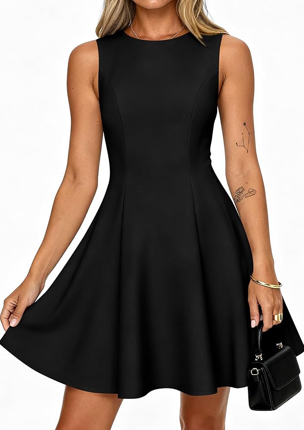 PRETTYGARDEN Summer Dresses for Women 2026 Elegant Sleeveless Boat Neck A Line Spring Formal Cocktail Party Mini Dress