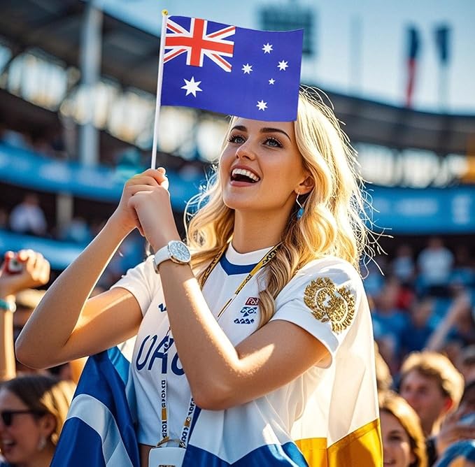 20 Pack Small Australia Flags on Stick Mini Handheld Australian Flag for Parades, Independence Day and Patriotic Events 5x8 Inch Durable Weather-Resistant Flags with 12 Inch Sticks(Australia)