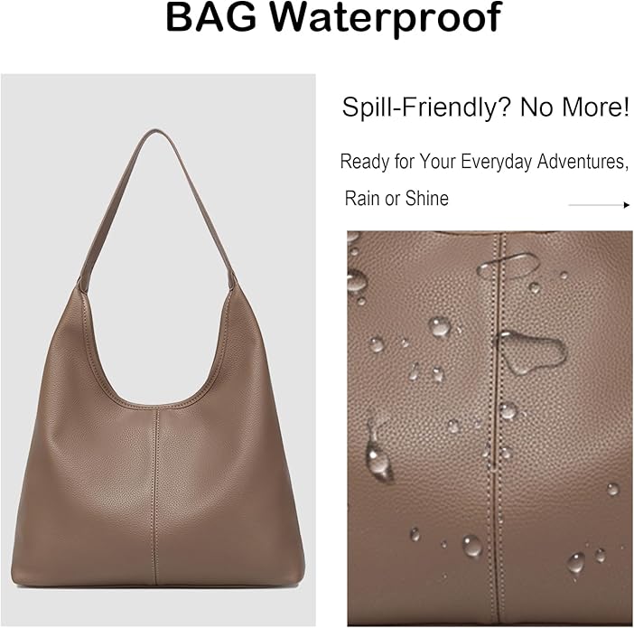 Hobo Bag for Women, Easygoing Soft Vegan Leather Shoulder Handbag Tote Purse, Spacious Work Tote, Crossbody Bag for Daily Use