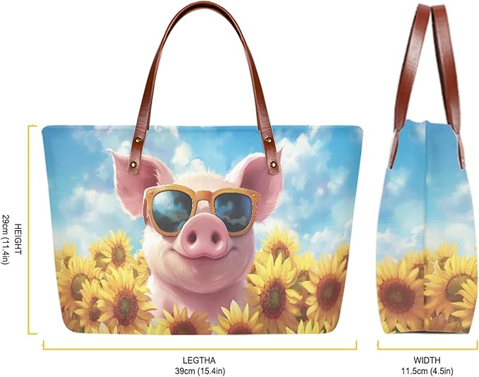 Womens Zip Up Tote Handbag Daisy Print Large Capacity Tote Purse Handbag Big Tote Bag Purse For Work Laptop