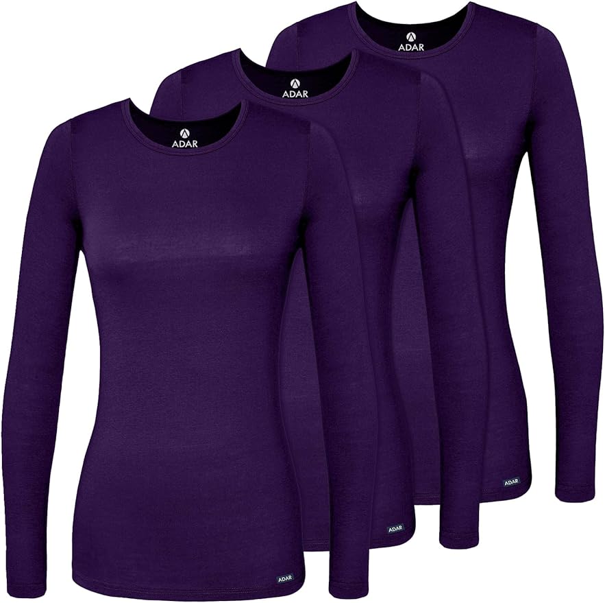 Adar Underscrubs for Women 3 Pack - Long Sleeve Underscrub Comfort Tee