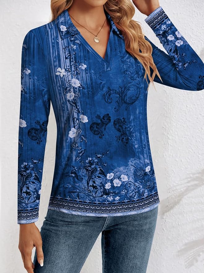 3/4 Length Sleeve Womens Tops Dressy Casual V Neck Polo Shirts Business Work Blouses 2025 Trendy Tunic Top