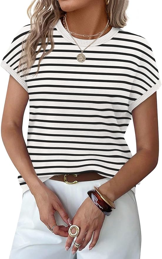 WIHOLL Short Sleeve Sweater for Women Summer Tops Crew Neck Fashion Clothing Tshirts Shirts Travel Outfits Dressy Casual