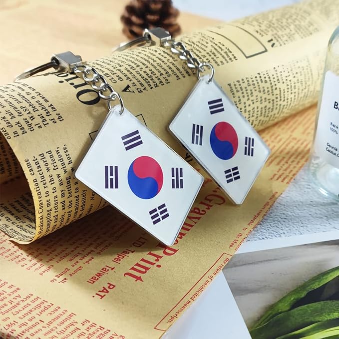 QQSD South Korea Flag Keychain South Korean Key Ring, 2 Pack