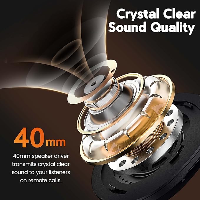 EKSA Truck Driver Bluetooth Headset with Microphone, Environmental Noise Cancelling Wireless Headphone, 99ft Long Wireless Range, Up to 30 Hours of Talk Time, Ultra-Large Soft Earmuff Trucker Headset